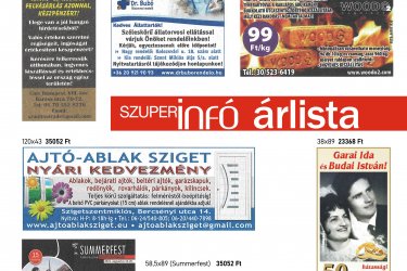 Szuperinfó hirdetés felvétel  Szigetszentmiklós!

További szolgáltatásaink:
- nyomtatás (e-mailből is)
- fénymásolás A4-A3 méretben
- szkennelés
- laminálás A4 méretben
- iratfűzés spirálozással 320 lapig
- névjegykártya készítés (min.rendelés 100db)
- bélyegző készítés

Szolgáltató Iroda
Szigetszentmiklós Bajcsy Zs.u.43/B
Nyitva: H-P: 9.00-16.00
Tel: 30/219-6025 (munkaidőben)
E-mail: ajandekbroker@gmail.com