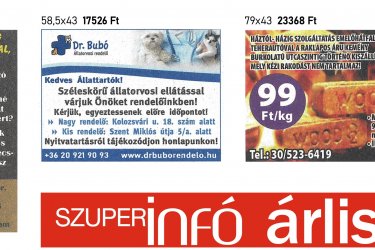 Szuperinfó hirdetés felvétel  Szigetszentmiklós!

További szolgáltatásaink:
- nyomtatás (e-mailből is)
- fénymásolás A4-A3 méretben
- szkennelés
- laminálás A4 méretben
- iratfűzés spirálozással 320 lapig
- névjegykártya készítés (min.rendelés 100db)
- bélyegző készítés

Szolgáltató Iroda
Szigetszentmiklós Bajcsy Zs.u.43/B
Nyitva: H-P: 9.00-16.00
Tel: 30/219-6025 (munkaidőben)
E-mail: ajandekbroker@gmail.com