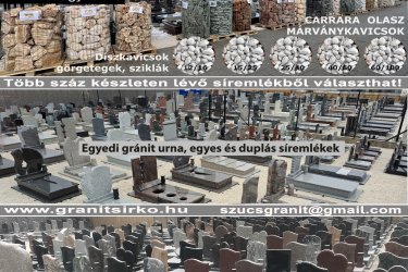 Olasz, görög, török, magyar díszkavicsok nagy mennyiségben készletről elérhetőek. 
Várjuk tüzépek, kertészetek, kertépítők megkeresését is! 

Fehér színű olasz Carrara márványkő, kavics, görgeteg az alábbi méretekben készletről elérhető:
12/16 mm, 15/25 mm, 25/40 mm 40/60 mm - 3.250 Ft / 25 kg zsák 
60/100 mm    4.000 Ft / 25 kg zsák 
15/25 mm, 25/40 mm   165.000 Ft / 1500 kg Big Bag (110 Ft/ kg)

Hófehér görög Thassos márvány kavics az alábbi méretekben készletről elérhető: 
1-3 cm, 3-6 cm, 6-10 cm - 3250 Ft / 20 kg zsák

Szürke színű (vizesen fekete) NERO EBANO olasz márvány kavics az alábbi méretekben elérhető: 
15/25 mm, 25/40 mm, 40/60 mm 3.750 Ft / 25 kg zsák (150 Ft/kg)
15/25 mm, 25/40 mm, 40/60 mm 195.000 Ft/1500 kg Big Bag (130Ft/kg) 

Mészkő zúzalék, murva: 
12-20 mm / 25 kg zsák / 2000 Ft (80 Ft/kg) 

Vörös lávakő: 
(barnás vörös láva kő talajtakarásra)
10/16 mm 3500 Ft/ 33l /zsák

Rainbow homokkő: 
30/60 mm, 60/100 mm 6000 Ft/zsák

www.konagyker.hu
Szücs Tibor  
06 30 431 5858
2200 Monor, Ceglédi út 74
2700 Cegléd, Puskaporos utca 36
