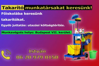 Takarító munkatársakat keresünk!