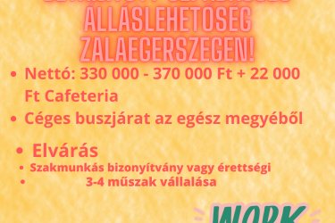 BETANÍTOTT GÉPADAGOLÓ, ANYAGMOZGATÓ, RAKTÁROS/TARGONCÁS ZALAEGERSZEG