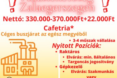 Gépkezelő Zalaegerszeg!
