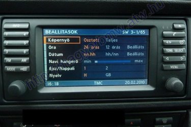 Budapest
E38, E39, E46, E53, E83

A menü és a navigáció minden pontja magyar nyelvű lesz és a navigálás közbeni hangutasítás is magyarul fog megszólalni.
Továbbá éjszakai üzemmód is került bele, hogy esti vezetésnél ne vakítson úgy a navi képernyője.
*A sebességmérő kamerák megjelenítése csak a modernebb, DVD-s fejegységeknél lehetséges.

Ára: 15.000 Ft
Kb 20 perc, helyben megvárható. Hétvégén is vagyunk.
+36203833050
