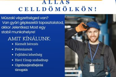 Gépkezelő állás Celldömölk