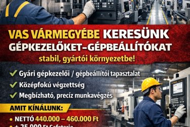 Gépkezelő állás Celldömölk