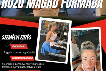 Személyi edzés Békásmegyeren a Fit Life edzőteremben(Boglár u. 3.). 
Igény esetén privát személyi edzés az otthonodban.
Dolgozzunk együtt, hozd magad formába!
Amiben segíteni tudok:
- alakformálás
- fogyás
- izomtömeg növelés
- állóképesség fejlesztés
- erő-állóképesség fejlesztés
- koordináció fejlesztése
- izületi hajlékonyság növelése, fejlesztése
- izomegyensúlytalanságok feltárása, korrigálása
Edzéseim teljes mértékben személyre szabottak, melyet a céljaid és jelenlegi fittségi állapotod figyelembe vételével tervezünk meg.
http://szemelyiedzo-soostimi.hupont.hu/