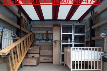 FŐ-TEHERTAXI azonnali fuvarozás, budapesti költöztető, bútorszállító furgon kisteherautó, Budán, Pesten, belföldön. Teherfuvarozás raklapos áru, gipszkarton..., bicikli, kerékpár, robogó, moped, kismotor szállítás, fuvarozás budapesti teherszállítás azonnali sürgős házhozszállítás. Bútor, könyvespolc, komód, szekrény, ülőgarnitúra, kanapé, heverő, fotel, hűtőszekrény, mosógép, dobozok, zsákok apróságok fuvarozása-szállítása. Egy darab háztól-házig szállítását is vállaljuk. Teherfuvarozás profi rakodók. Azonnali fuvarszervezés fuvarrendelés, hétvégi szállítás Budapest, Pest megye, belföld, közúti áruszállítás, lomtalanítás. Megbízható rakodók sokéves tapasztalattal. 
T: 0630 940-4757. / 061 226-3652. / www.fotehertaxi.hu
