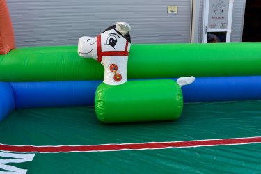 Remek sport és szórakozás egyben. Három lovas versenyezhet egyszerre egymás ellen felfújható paripáik nyergében ülve. Kül- és beltéren egyaránt felállítható! Ajánlott korosztály: 6-99 éves korig.