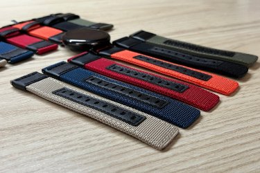 22mm-es órához elegáns vászon-bőr óraszíj