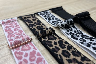 Apple Watch leopárd mintás gumis vászon óraszíj AJÁNDÉKKAL