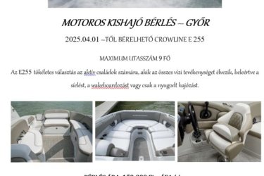 MOTOROS KISHAJÓ BÉRLÉS – GYŐR