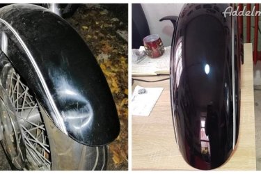 Motor sárvédő javítása és fényezése.