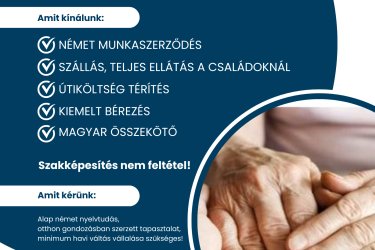 Idősgondozói munka németországban, szállással, teljes ellátással!