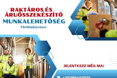 Raktárosokat és áruösszekészítőket keresünk Törökbálintra! 