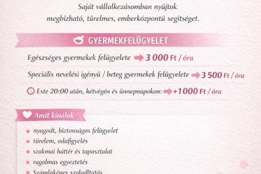 Gyermekfelügyelet, idős gondozás, takarítás