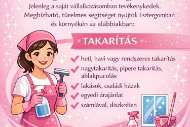 Takarítást vállalok Esztergomban és környékén