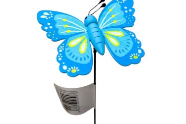 Mozgó fa pillangó beszúrós dekor pálca kék 25 cm