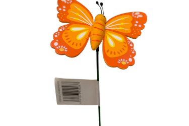 Mozgó fa pillangó beszúrós dekor pálca narancssárga 25 cm