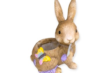 Kerámia húsvéti dísz „Tavaszi nyúl” virágtartó – 20x15x26 cm