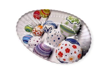 Húsvéti fém tálca tojás mintával 23,5 cm