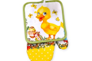 Kacsás-pillangós edényfogó kesztyű szalvétával 2 db-os szett