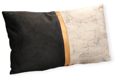 Fekete ekrü bársony párna arany mintával 50x30 cm