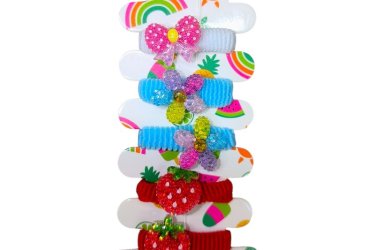 Gyerek hajgumi készlet 6 db fehér-kék-piros masnis