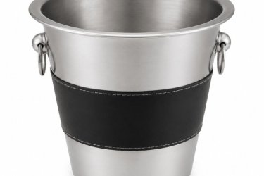 Ezüst fém pezsgőhűtő vödör karikafogantyúval 4,7 L