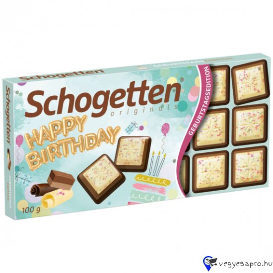 Schogetten csokoládé 100 g happy birthday
Gyártási hely: Németország.
Minőségét megőrzi: 2023. július

Vásárlás előtt kérlek tájékozódj a részletekről webshopunkban!
Weblap: https://csokoladedesszert.hu/

Ízelítő árainkból:
Ritter Sport tejcsokoládé 100 g eper-joghurt 310Ft
Toblerone válogatás - 3xTejcsokoládé Mézzel és Mandulanugátos 3x fehércsokoládés 3x sós mandulás 900g 2.950Ft
Grand Ferrero Rocher Dark üreges csokoládé figura mogyoródarabkákkal 125 g 1.100Ft
Táblás milka - karamell krémes 215Ft
Milka moments - Toffee egész diós 97g 499Ft

Elérhetőségeink:
Tel.: 06202100587
E-mail: info@csokoladedesszert.hu
