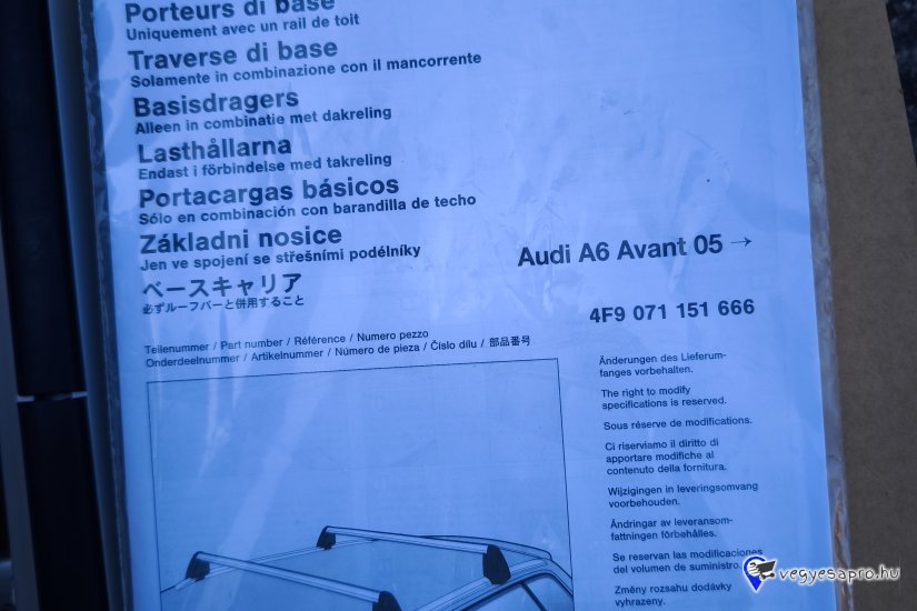 Eladó eredeti Audi tetőcsomagtartó AUDI A6