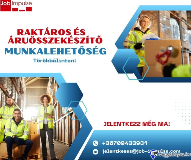 Stabil munka, korrekt fizetés, tervezhető kétműszakos beosztás (H–P).

???? Céges buszjárat Budapest XI. kerületéből
???? Saját autóval járóknak 30 Ft/km utazási támogatás
???? Alapbér + pótlék + teljesítményprémium
 
Feladatok: termékek ki- és bepakolása, komissiózás, PDA használat, csomagolás.
Ha van tapasztalatod raktárosként, nálunk hosszú távra számíthatsz!
 
???? Törökbálint (szállást nem tudunk biztosítani)

???? Küldd el önéletrajzod a jelentkezes@job-impulse.com címre!

Jelentkezés: +3670 943 3931

#raktáros #állás #törökbálint #hunorkft #logisztika
